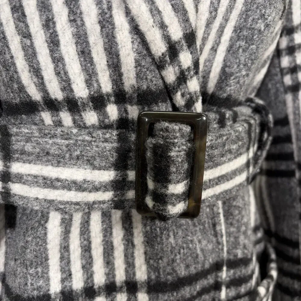NWT Motherhood Maternity Women's Pea Coat Black & White Plaid Size Small Chrty - Picture 3 of 16